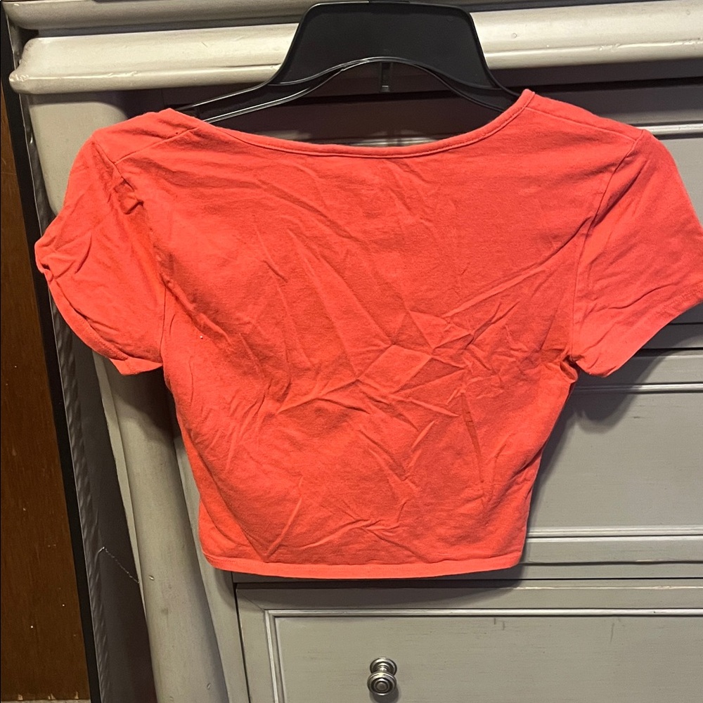 Me to We Vibrant Coral Wrap Blouse - Picture 3 of 3